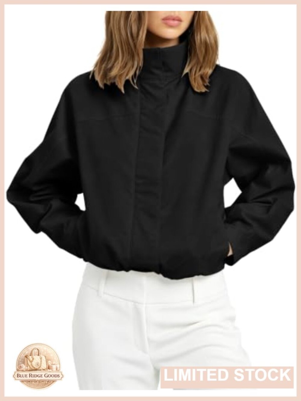 Cropped Utility Funnel Neck Jacket Lightweight Casual Coat